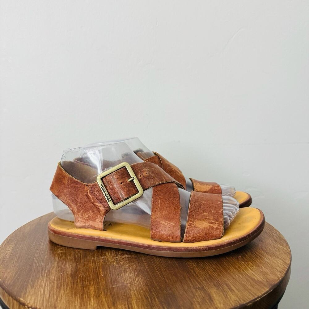 Kork-ease Nara Tan Leather Strappy Flat Sandals Women’s Size 7 - Picture 4 of 11